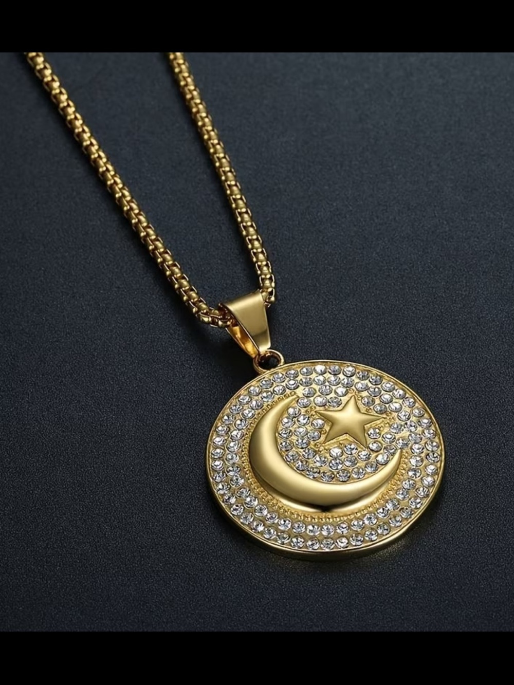 Affordable Fashion Finds Gold Moon & Star Crystal Disc Necklace
